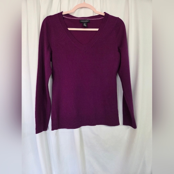 Banana Republic Sweaters - Banana Republic Purple V-Neck 80% Extra Fine Merino Wool Sweater Size M